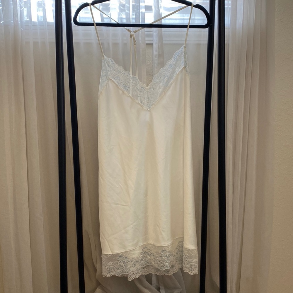 White lace and satin sleep dress